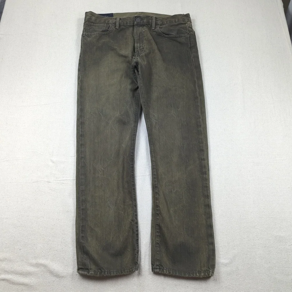 Polo Ralph Lauren Jeans Mens 34x30 Green Varick Slim Straight Preppy Casual